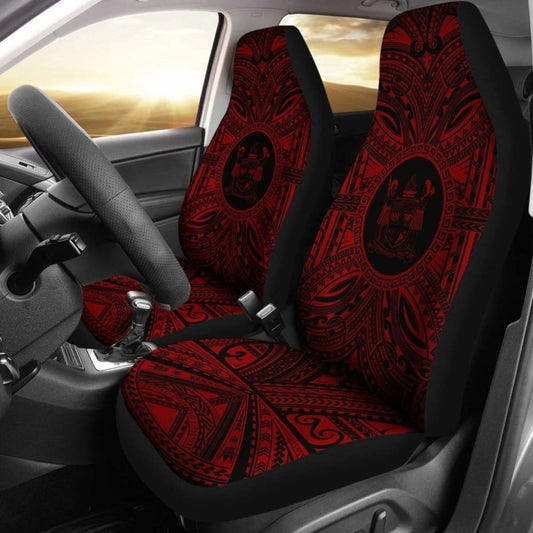 Fiji Car Seat Cover - Fiji Coat Of Arms Polynesian Red Black 105905 - YourCarButBetter