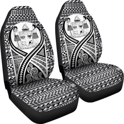 Fiji Car Seat Cover - Fiji Coat Of Arms Polynesian Tattoo Black - 9 174914 - YourCarButBetter