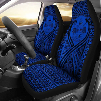 Fiji Car Seat Cover - Fiji Coat Of Arms Polynesian Tattoo Blue - 9 174914 - YourCarButBetter