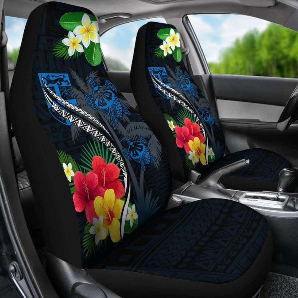 Fiji Car Seat Cover - Fiji Turtle Hibiscus Plumeria Coat Of Arm - Car Seat Cover Awesome 091114 - YourCarButBetter