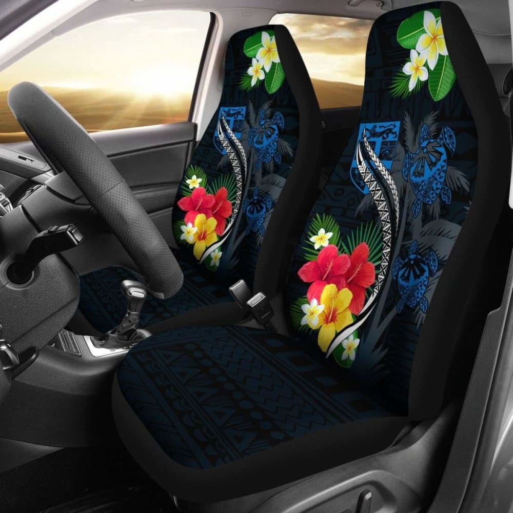 Fiji Car Seat Cover - Fiji Turtle Hibiscus Plumeria Coat Of Arm - Car Seat Cover Awesome 091114 - YourCarButBetter
