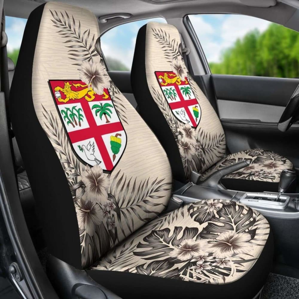 Fiji Car Seat Covers The Beige Hibiscus (Set Of Two) 7 232125 - YourCarButBetter