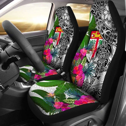 Fiji Car Seat Covers White - Turtle Plumeria Banana Leaf - 091114 - YourCarButBetter