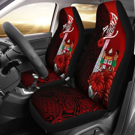 Fiji Polynesian Car Seat Covers - Coat Of Arm With Hibiscus - 232125 - YourCarButBetter