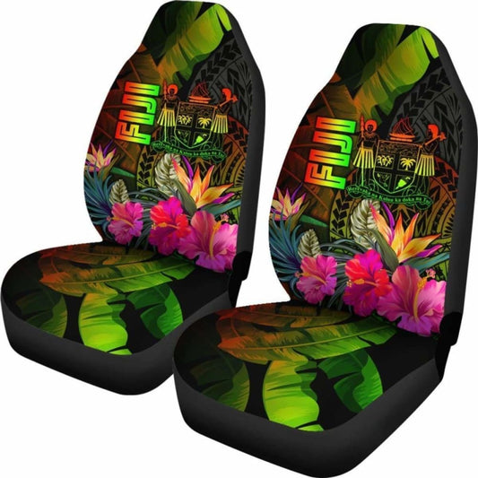 Fiji Polynesian Car Seat Covers - Hibiscus And Banana Leaves - 232125 - YourCarButBetter