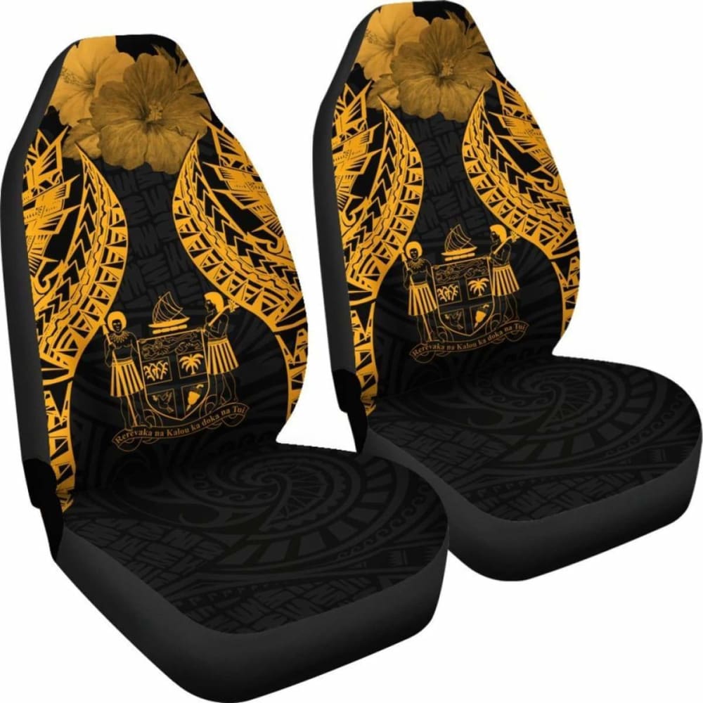 Fiji Polynesian Car Seat Covers Pride Seal And Hibiscus Gold - 232125 - YourCarButBetter