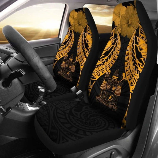 Fiji Polynesian Car Seat Covers Pride Seal And Hibiscus Gold - 232125 - YourCarButBetter