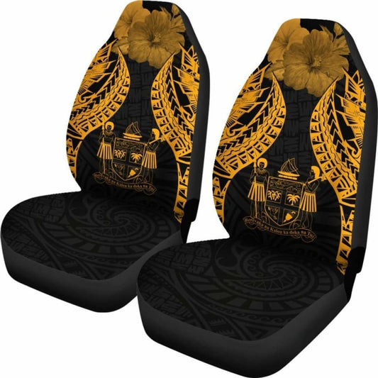 Fiji Polynesian Car Seat Covers Pride Seal And Hibiscus Gold - 232125 - YourCarButBetter