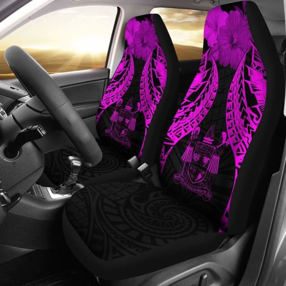 Fiji Polynesian Car Seat Covers Pride Seal And Hibiscus Pink - 232125 - YourCarButBetter