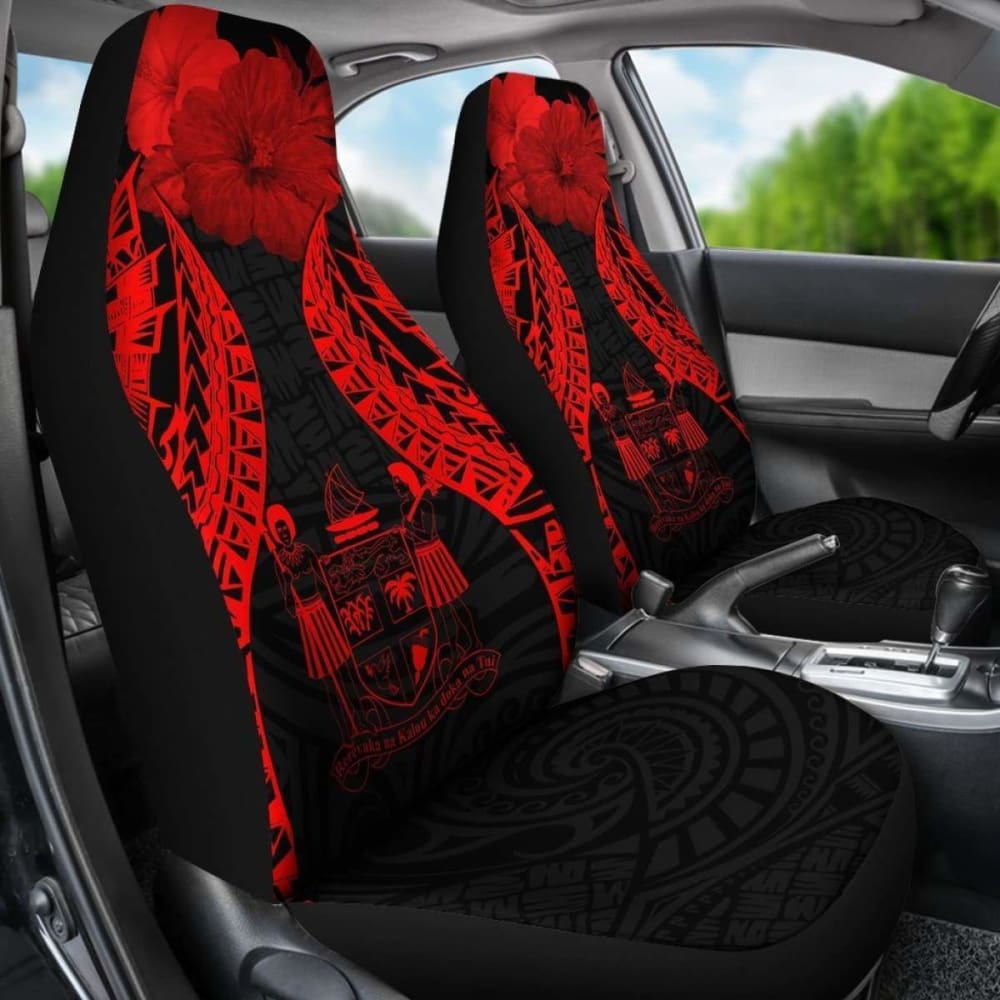 Fiji Polynesian Car Seat Covers Pride Seal And Hibiscus Red - 232125 - YourCarButBetter