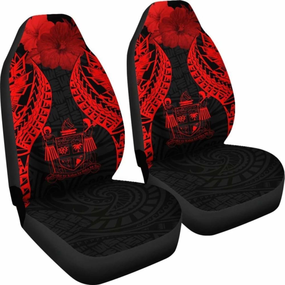 Fiji Polynesian Car Seat Covers Pride Seal And Hibiscus Red - 232125 - YourCarButBetter