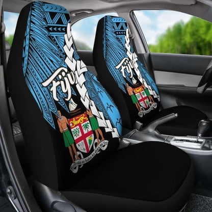Fiji Polynesian Car Seat Covers - Tribal Wave Tattoo Flag Style - 174914 - YourCarButBetter
