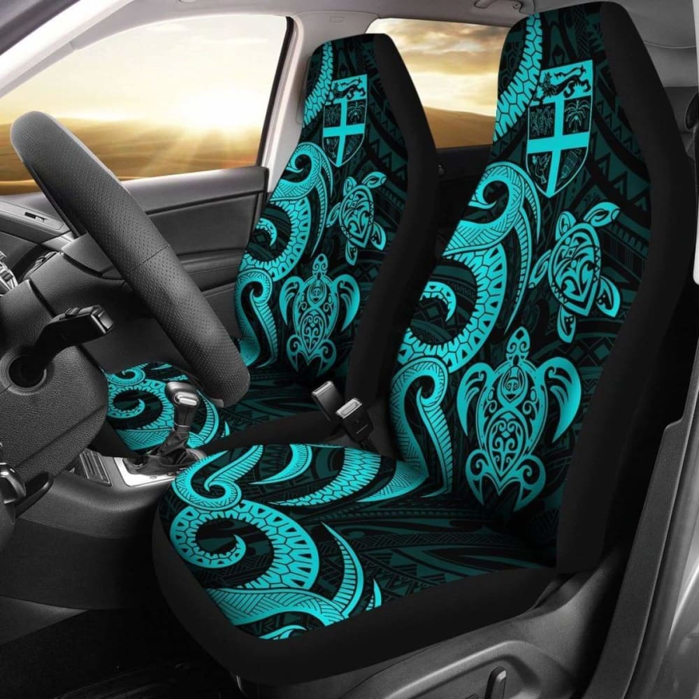 Fiji Polynesian Car Seat Covers - Turquoise Tentacle Turtle - 091114 - YourCarButBetter