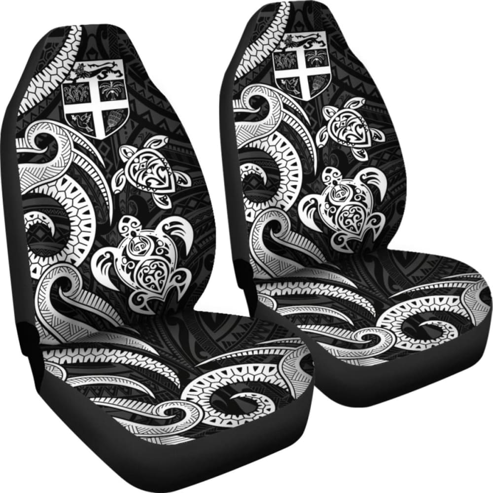 Fiji Polynesian Car Seat Covers - White Tentacle Turtle - 091114 - YourCarButBetter