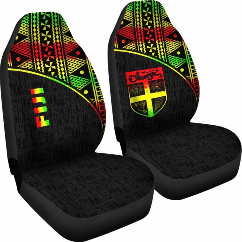 Fiji Tapa Car Seat Covers - Fiji Flag Polynesian Reggae Curve - 105905 - YourCarButBetter