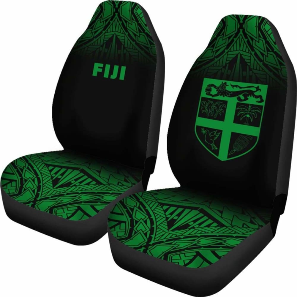 Fiji Tapa Car Seat Covers - Fiji Flag Polynesian Tattoo Fog Green - 105905 - YourCarButBetter