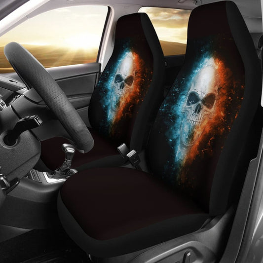 Fire and Ice Skull Car Seat Covers 210802