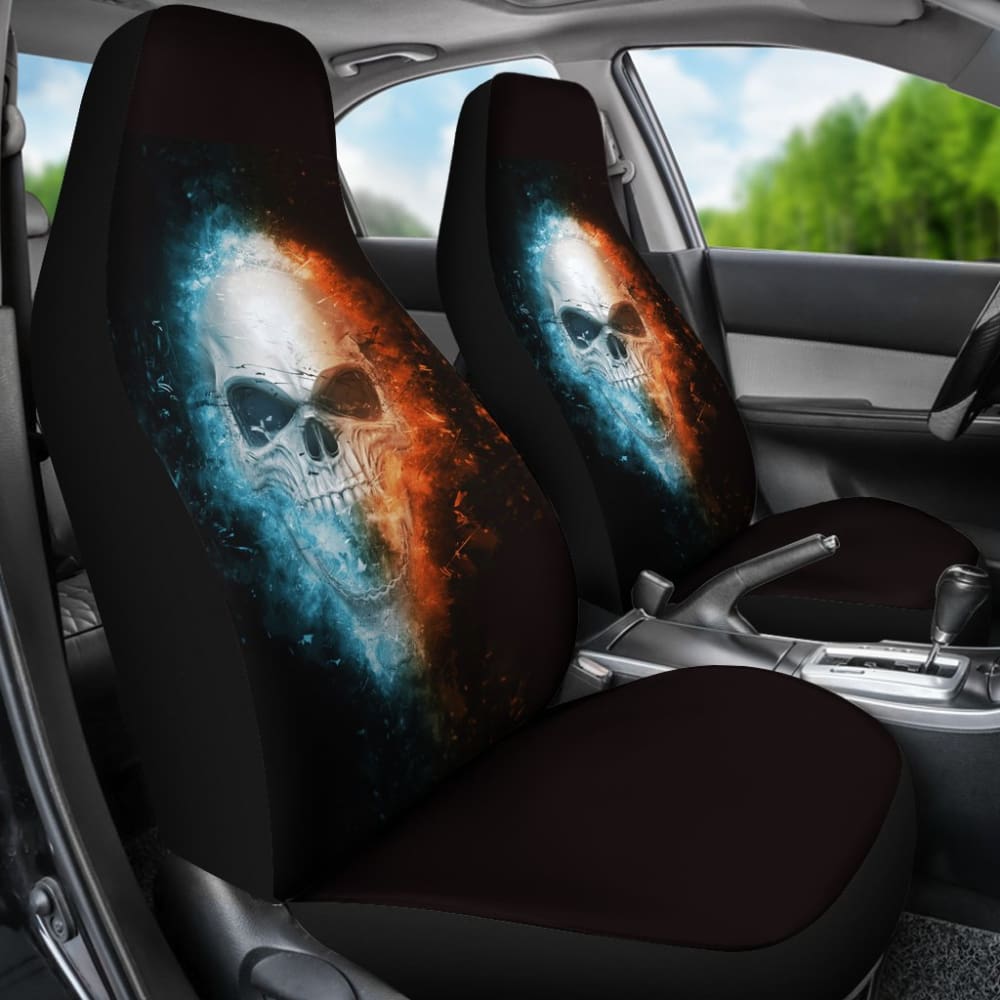 Fire and Ice Skull Car Seat Covers 210802