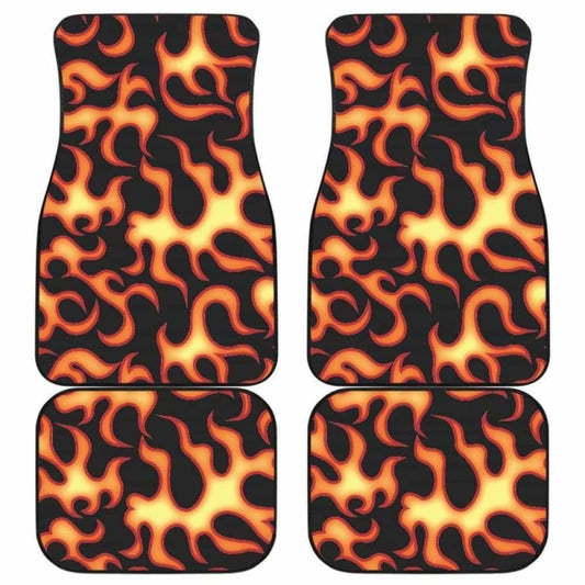 Fire Flame Dark Pattern Front And Back Car Mats 181703 - YourCarButBetter