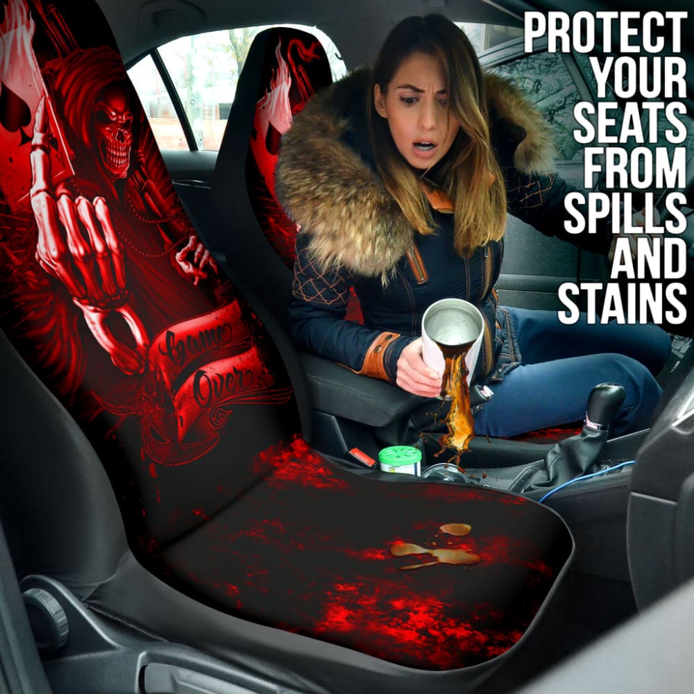 Fire Game Over Gothic Skull Grim Reaper Car Seat Covers 210201 - YourCarButBetter