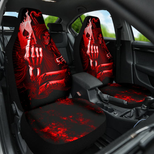 Fire Game Over Gothic Skull Grim Reaper Car Seat Covers 210201 - YourCarButBetter