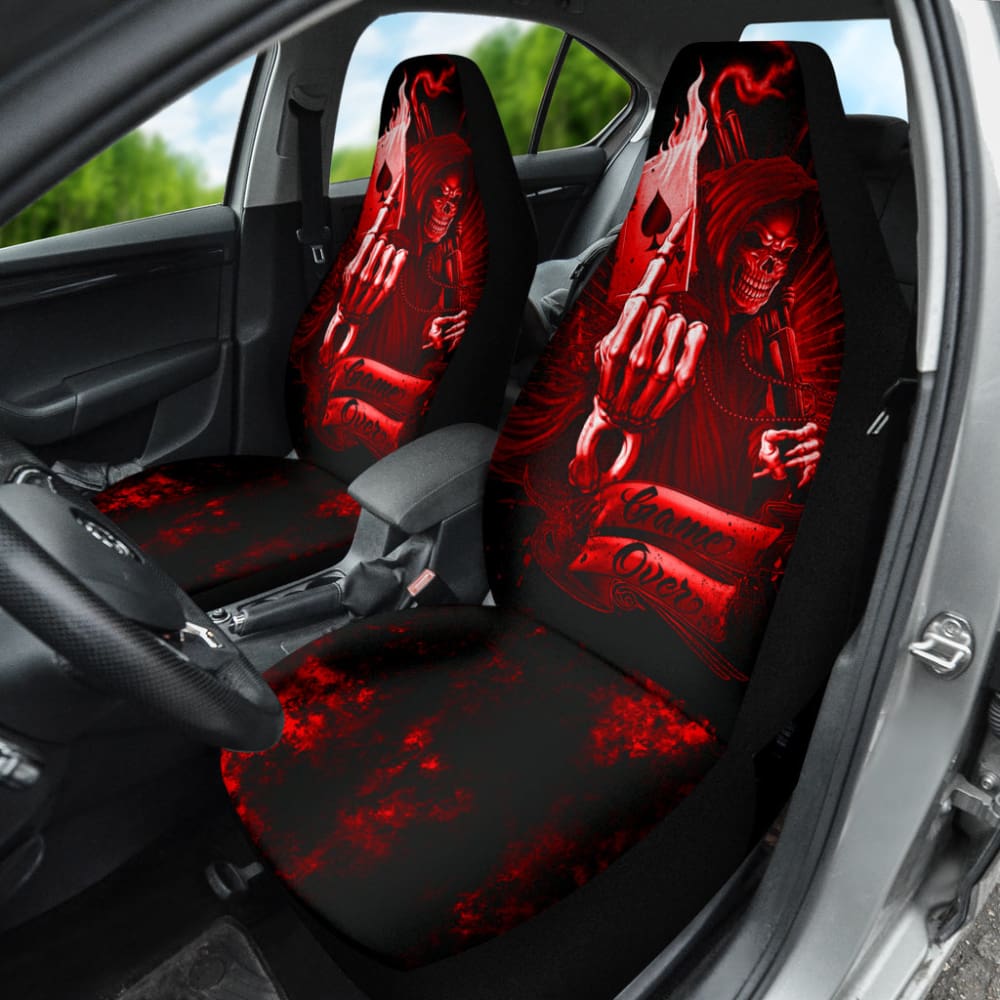 Fire Game Over Gothic Skull Grim Reaper Car Seat Covers 210201 - YourCarButBetter