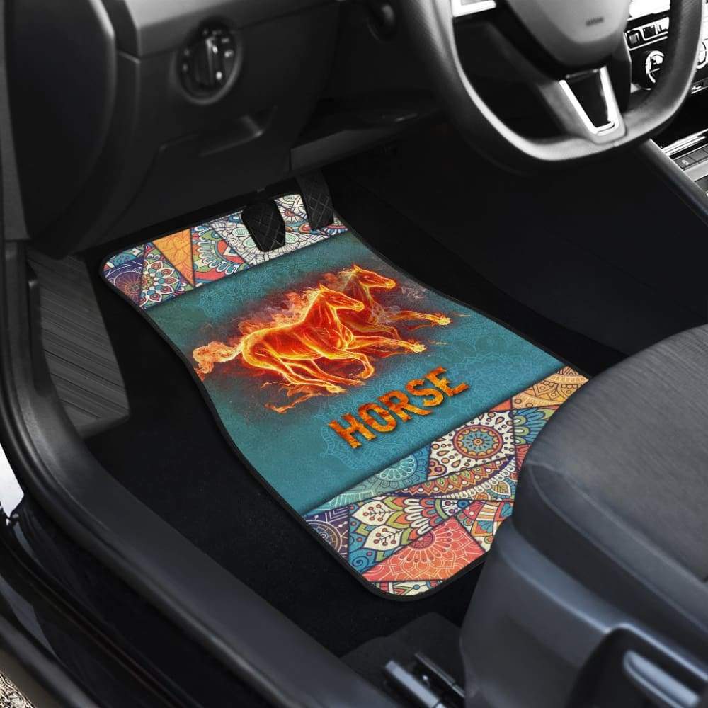 Fire Horse Vintage Mandala Car Floor Mats 210303