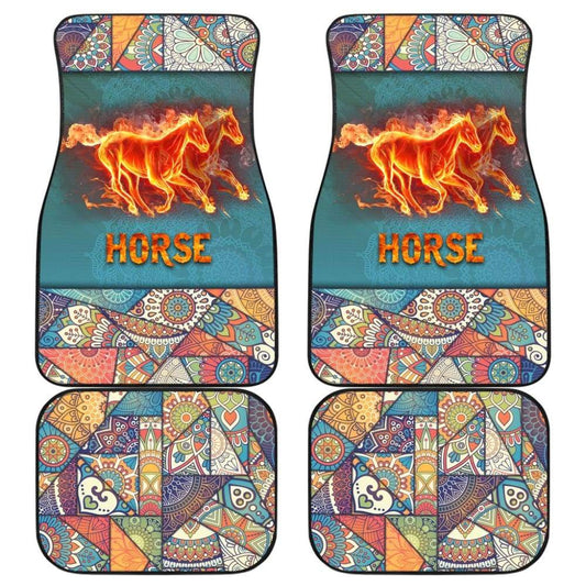 Fire Horse Vintage Mandala Car Floor Mats 210303