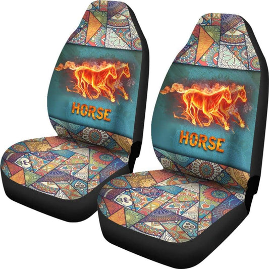 Fire Horse Vintage Mandala Car Seat Covers 210303