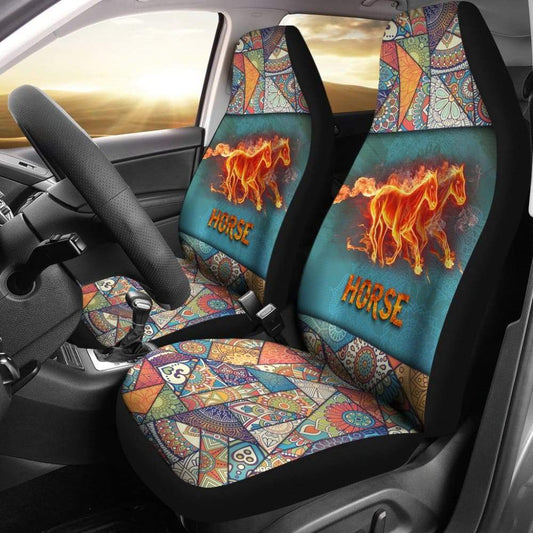 Fire Horse Vintage Mandala Car Seat Covers 210303