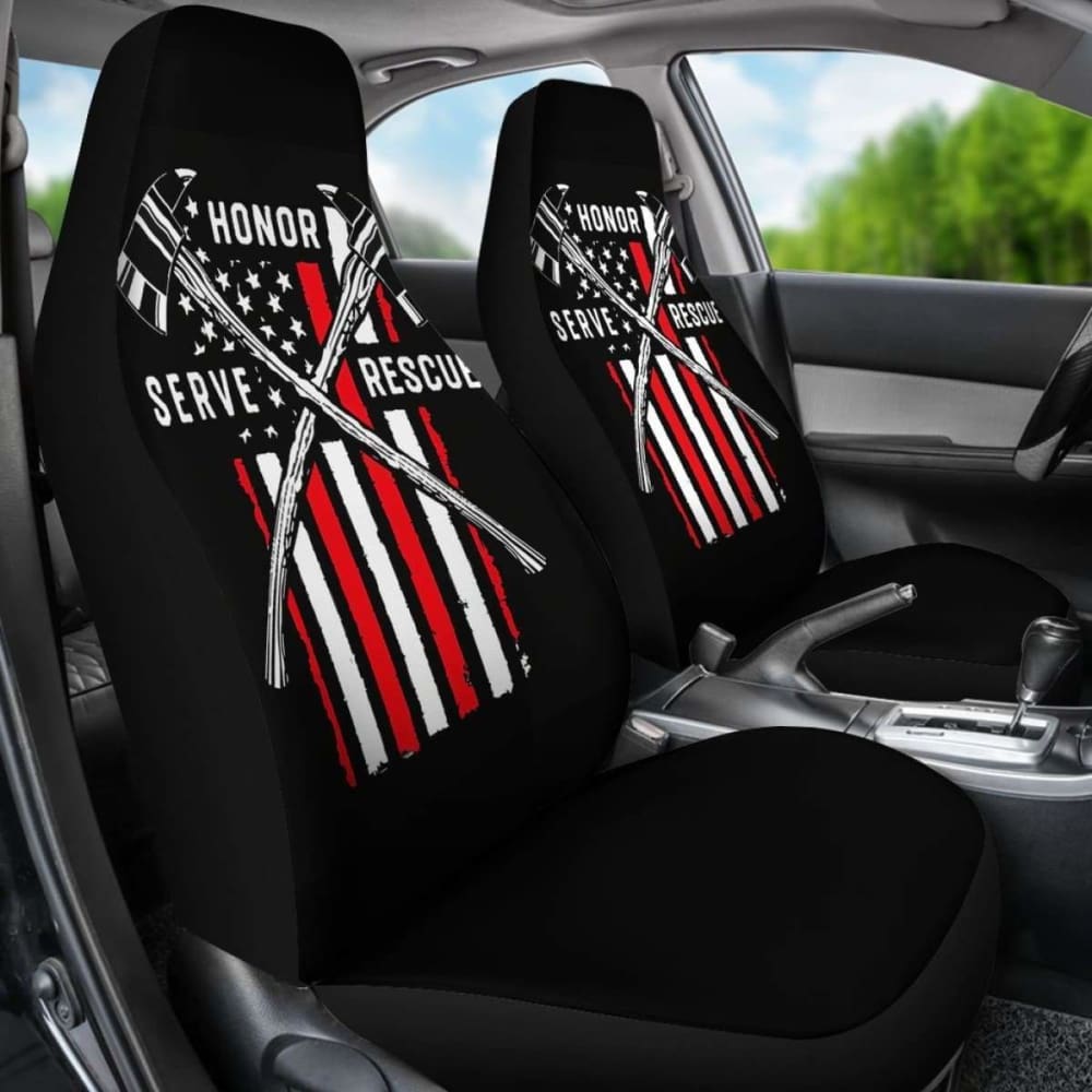 Firefighter American Flag Honor Serve Rescue Car Seat Covers 211103