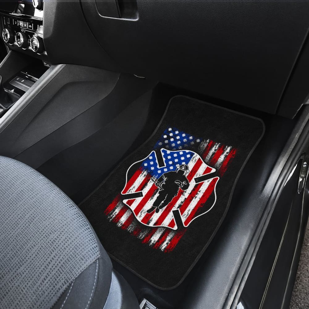 Firefighter Car Floor Mats Custom American Flag 212304 - YourCarButBetter
