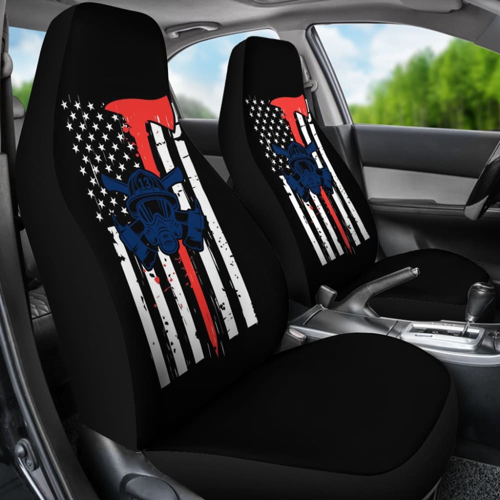 Firefighter Fire and Rescue Courage Honor Thin Red Line Car Seat Covers 211507 - YourCarButBetter