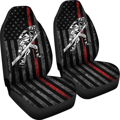 Firefighter Gift American Flag Thin Red Line Fireman Car Seat Covers 212304 - YourCarButBetter