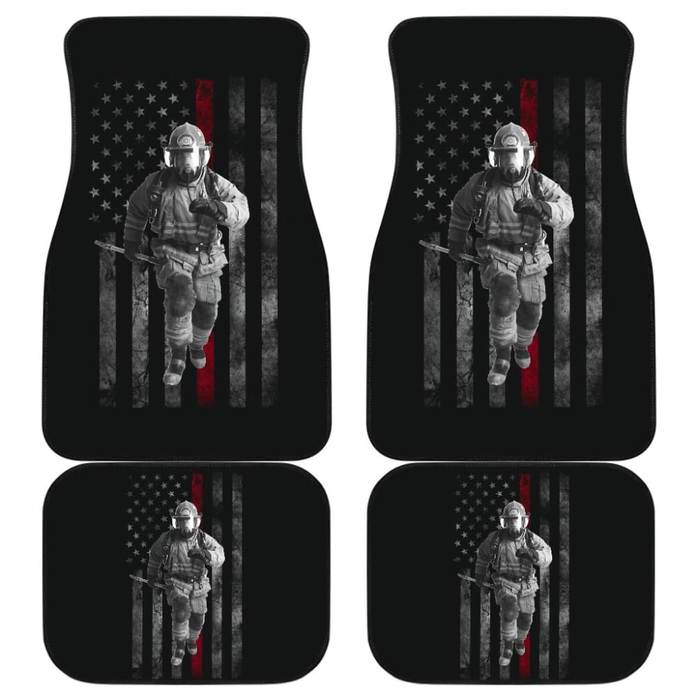 Firefighter Hero American Flag Style Car Floor Mats 211507 - YourCarButBetter