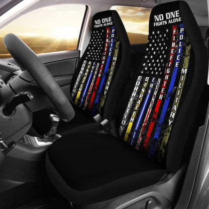 Firefighter - No One Fights Alone Car Seat Cover 101819 - YourCarButBetter