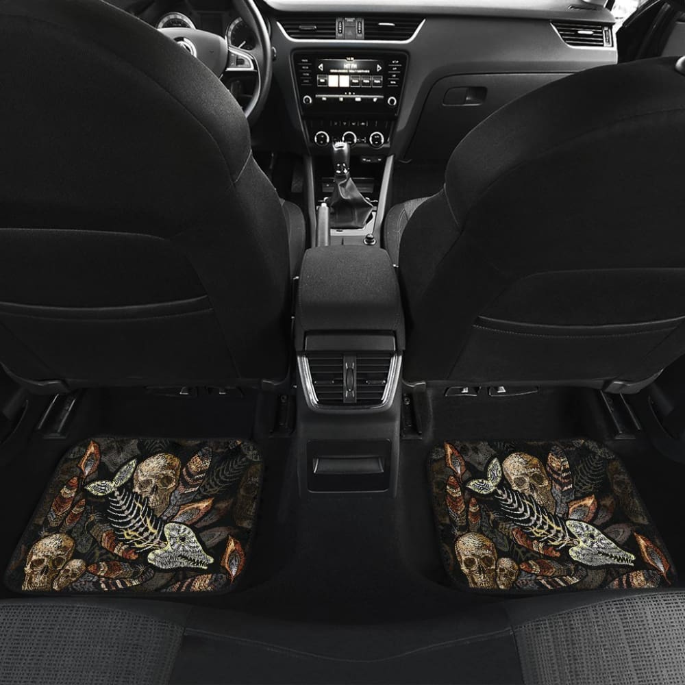 Fish Bones And Human Skull Pattern Fishing Car Floor Mats 182417 - YourCarButBetter