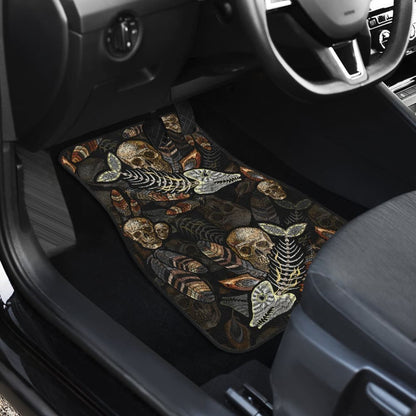 Fish Bones And Human Skull Pattern Fishing Car Floor Mats 182417 - YourCarButBetter