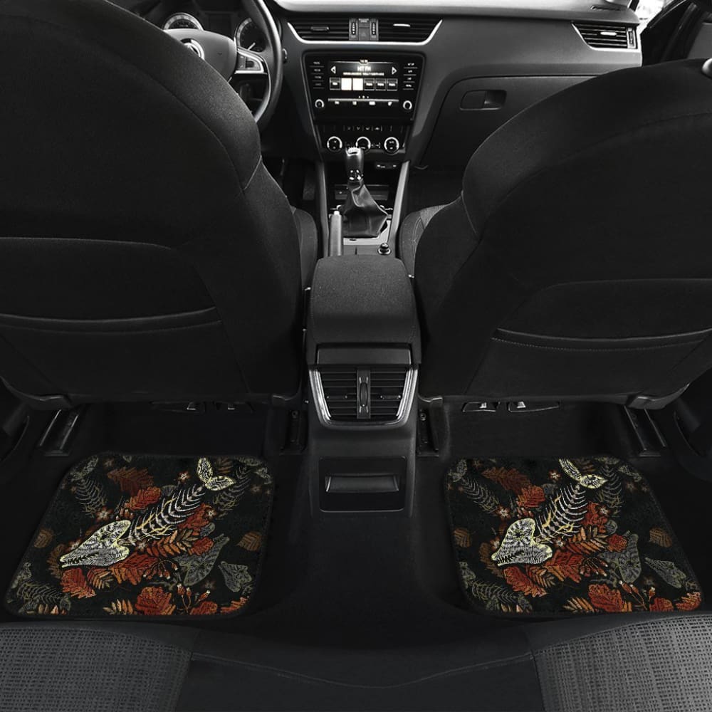 Fish Bones Autumn Leaves Pattern Fishing Car Floor Mats 182417 - YourCarButBetter