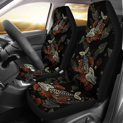 Fish Bones Autumn Leaves Pattern Fishing Car Seat Covers 182417 - YourCarButBetter