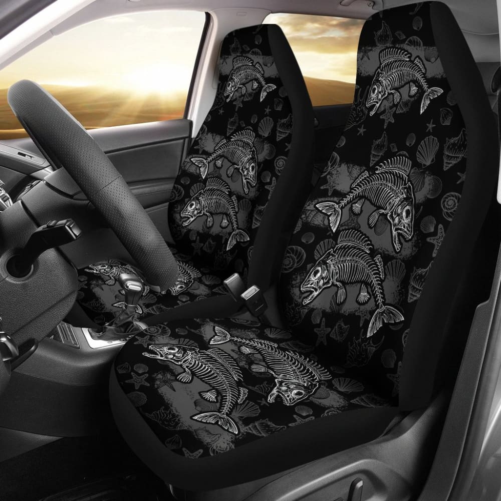 Fish Bones Pattern Fishing Car Seat Covers 182417 - YourCarButBetter