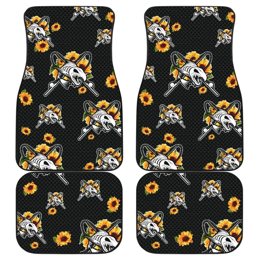 Fish Bones Sunflowers Pattern Fishing Car Floor Mats 182417 - YourCarButBetter