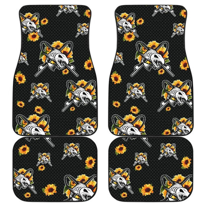Fish Bones Sunflowers Pattern Fishing Car Floor Mats 182417 - YourCarButBetter