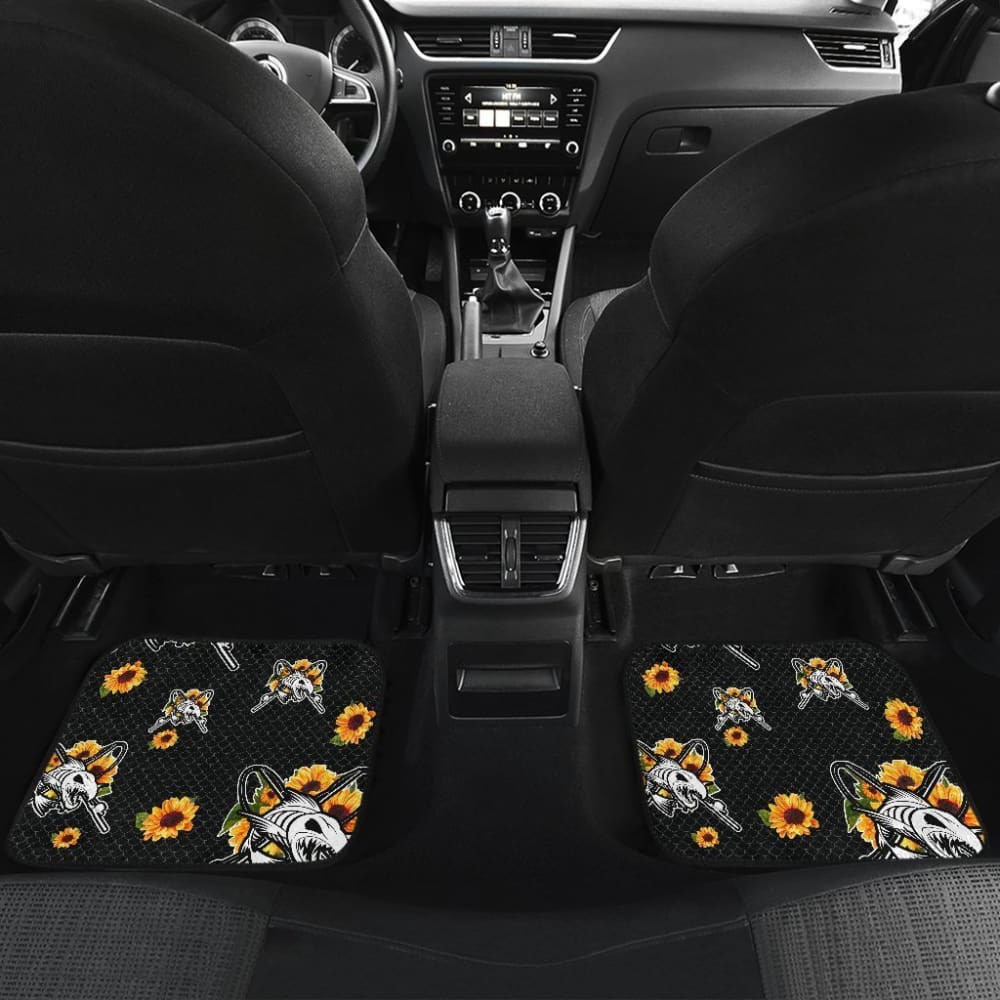 Fish Bones Sunflowers Pattern Fishing Car Floor Mats 182417 - YourCarButBetter