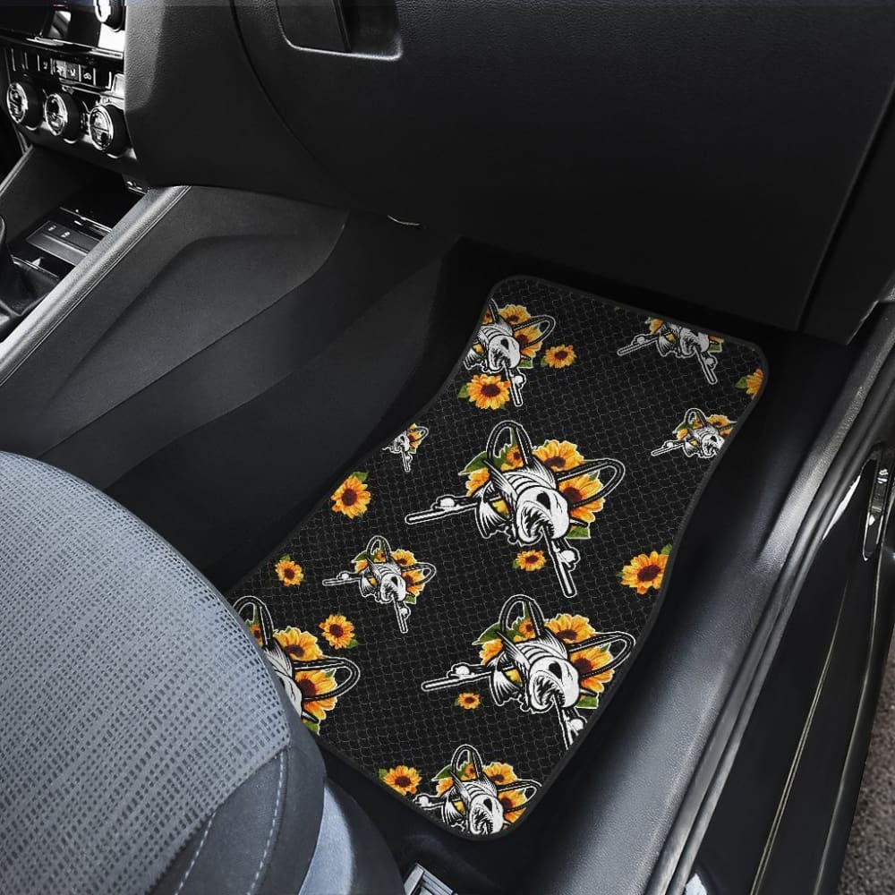 Fish Bones Sunflowers Pattern Fishing Car Floor Mats 182417 - YourCarButBetter