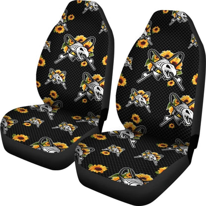 Fish Bones Sunflowers Pattern Fishing Car Seat Covers 182417 - YourCarButBetter