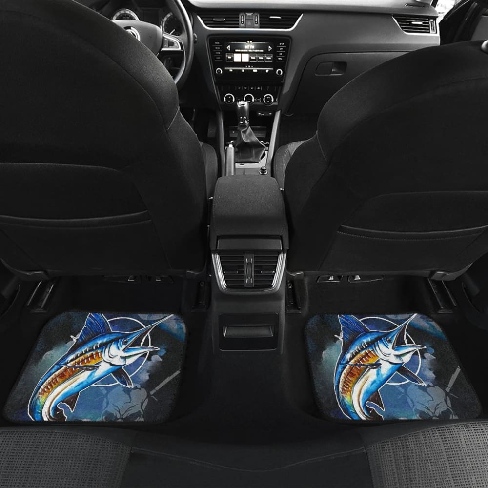 Fishing Car Floor Mats Blue Marlin Skull Fisherman 210901 - YourCarButBetter