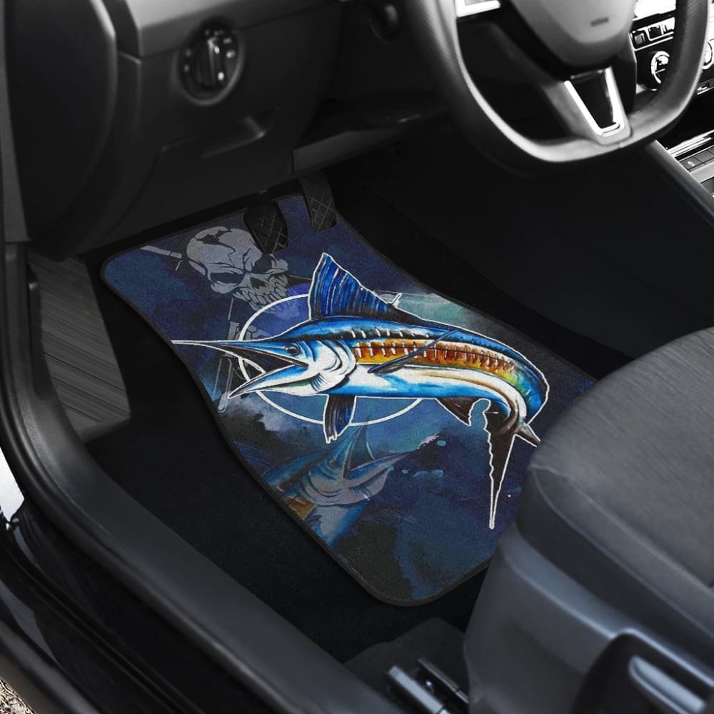 Fishing Car Floor Mats Blue Marlin Skull Fisherman 210901 - YourCarButBetter