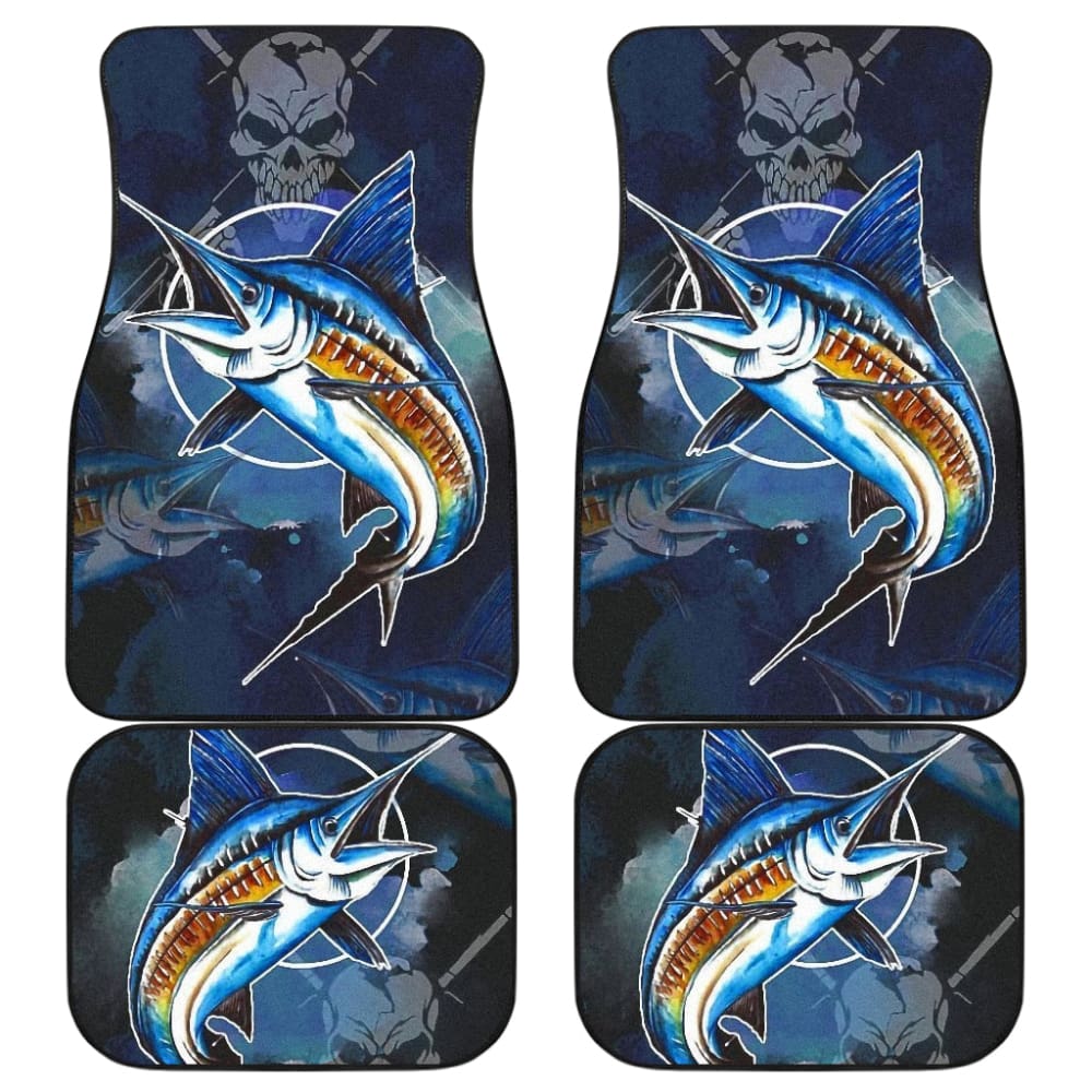 Fishing Car Floor Mats Blue Marlin Skull Fisherman 210901 - YourCarButBetter