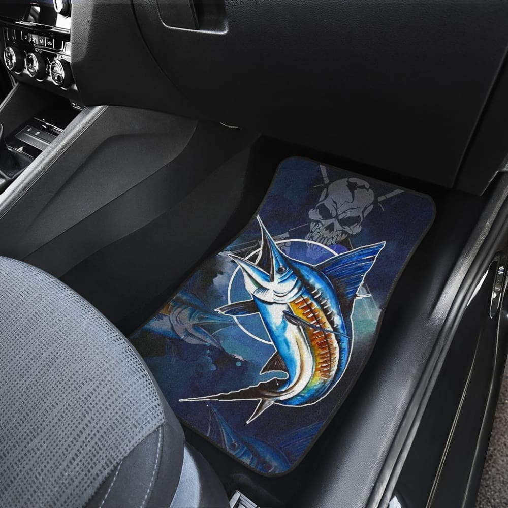 Fishing Car Floor Mats Blue Marlin Skull Fisherman 210901 - YourCarButBetter